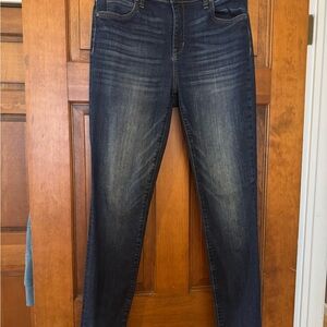 Kut from the Kloth Blue “Mia” High Rise Skinny Jeans with Faded Details